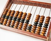 Vintage wooden abacus -  big wooden calculator -  brick red abacus from Soviet food store
