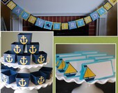Nautical Happy Birthday Package, Anchor Candy Cups, Sailboat Food Labels, Nautical Birthday, Whales and Sails, Anchors Away Il_170x135
