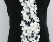 Plethora of Pom Poms Scarf Boa -- Black and White