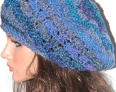 Slouchy Beanie/Tam/Beret--Starstruck Blue Tweed