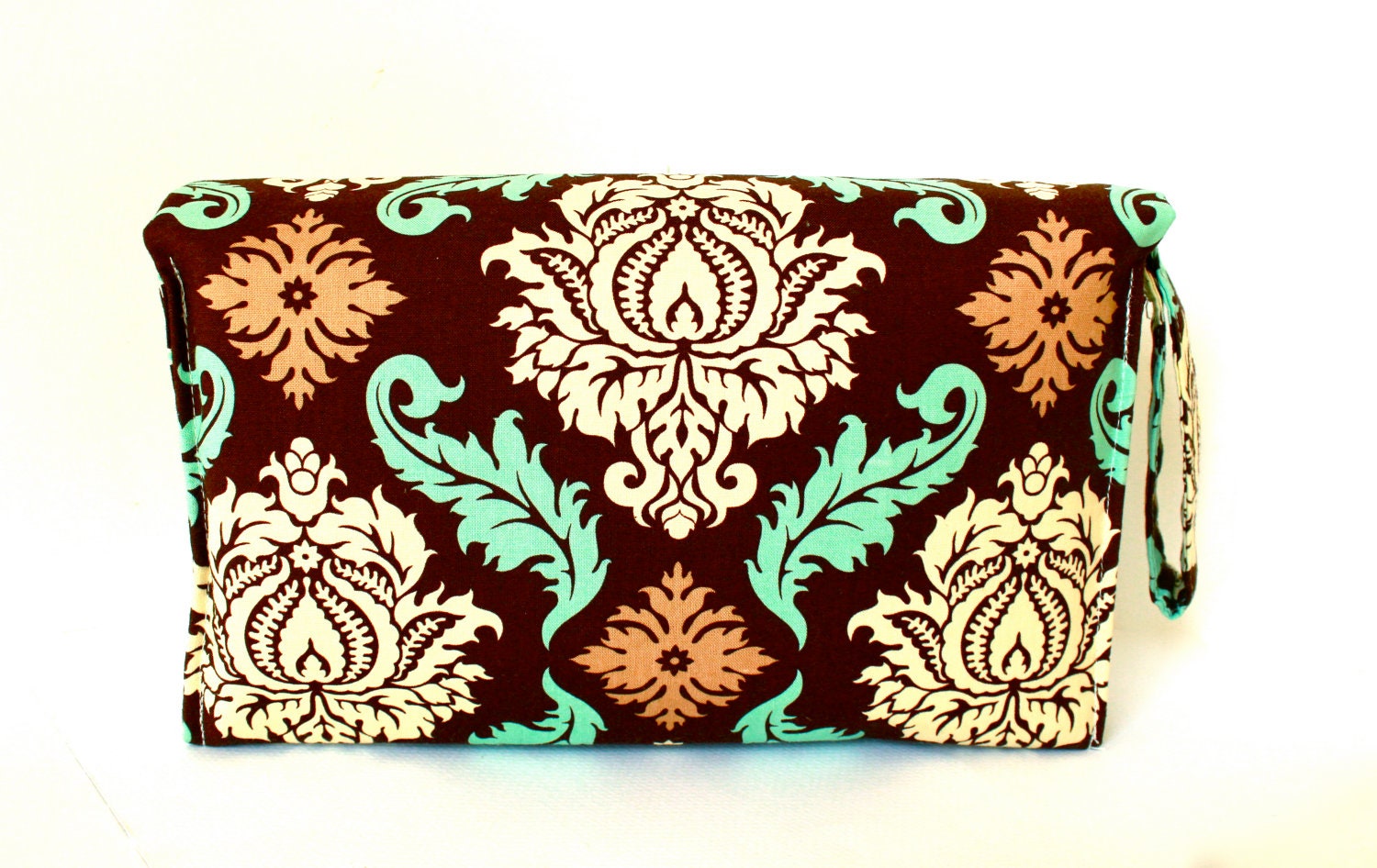 FREE SHIPPING Diaper Changing Clutch Wristlet Set W Changing Pad Aviary Damask Brown