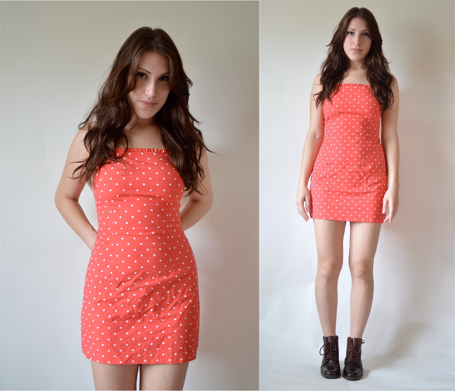 Vintage 1990's Red Polka Dot Micro Mini Dress