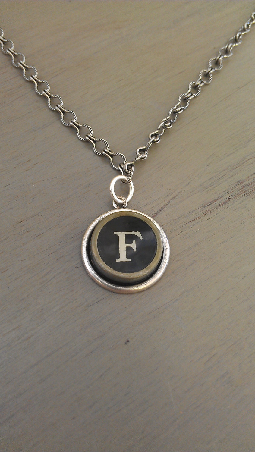 SALE -  Letter F - Vintage Typewriter Key Necklace Smith & Corona Super Speed