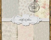 Shabby Chic Flowers - 6 LARGE 8.5 x 11 background music sheet papers digital art collage sheet image download scrapbooking(No.P17)