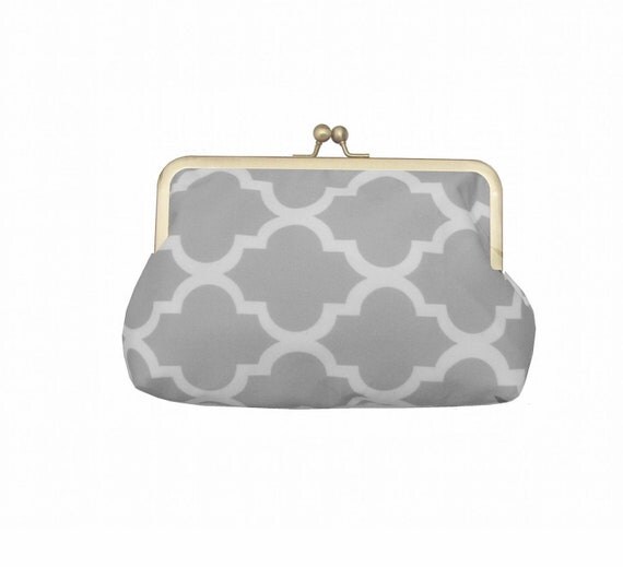 Grey Quatrefoil clutch Purse by CordesCreations on Etsy