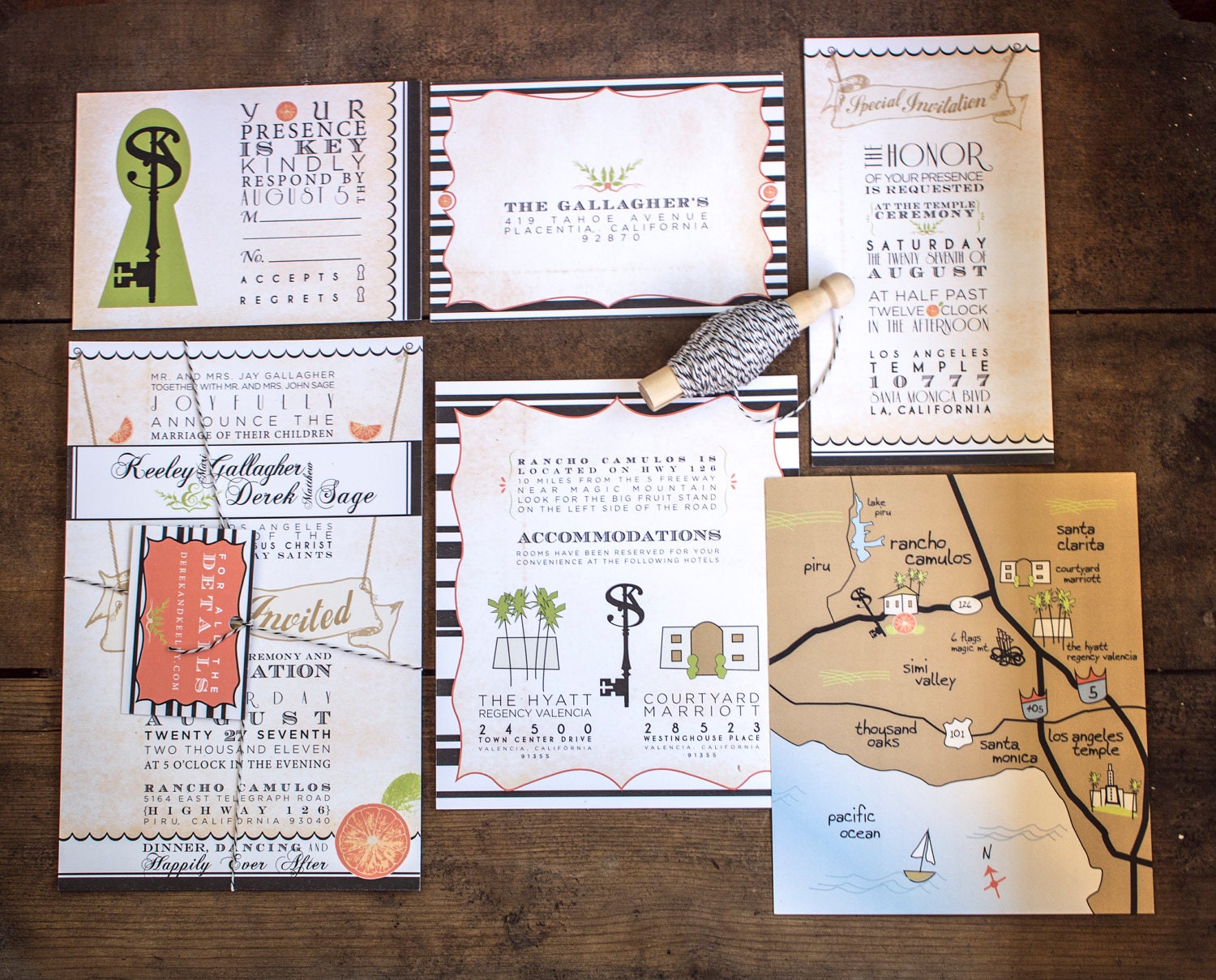 Custom Citrus Ranch Wedding Invitation Suite