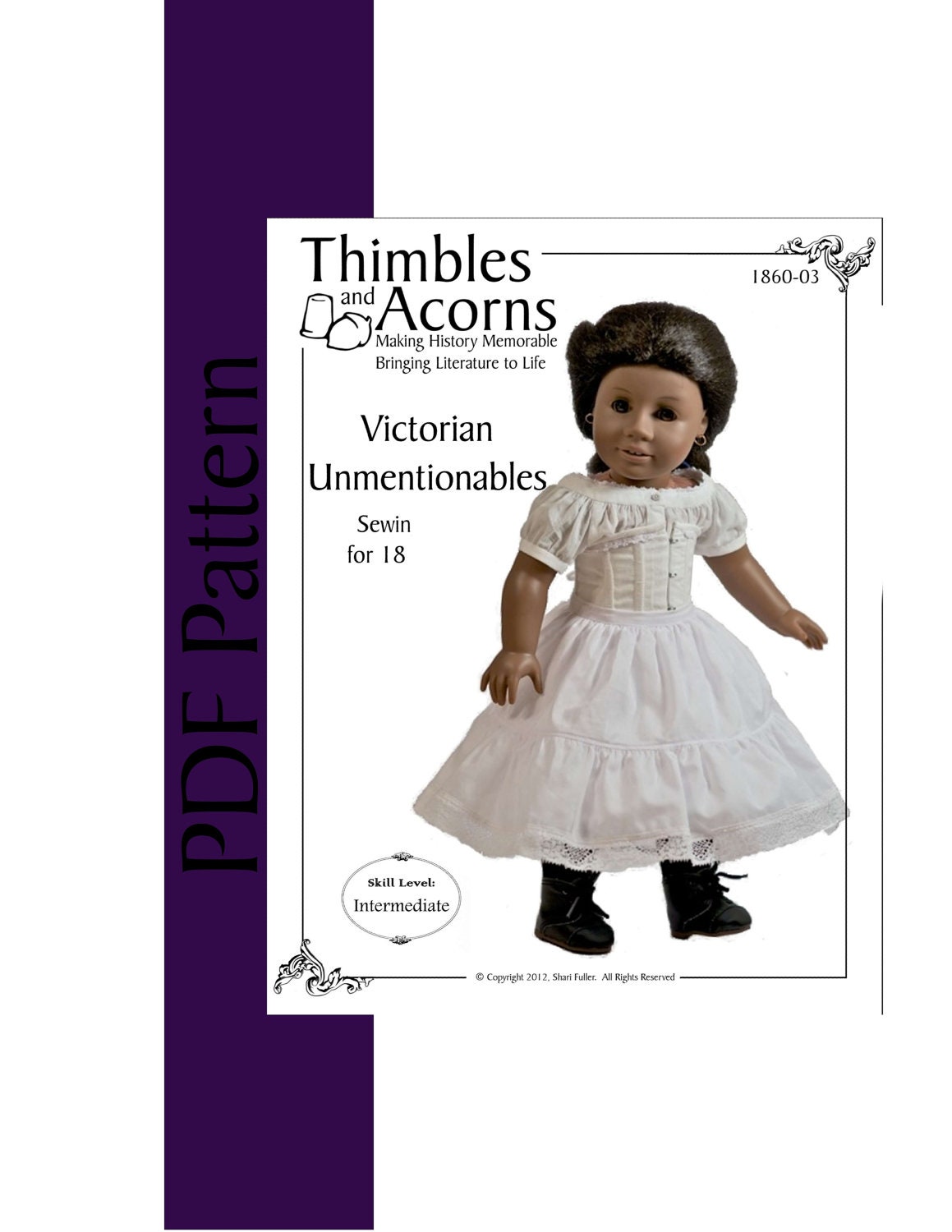 PDF Pattern for Victorian Unmentionables Set  for 18 inch American Girl Doll, by Thimbles and Acorns
