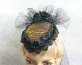 Black and Gold Victorian Hat, Victorian Riding Hat with a touch of Goth