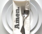 Set of Eight Cotton Napkins, Hand Printed in Amen