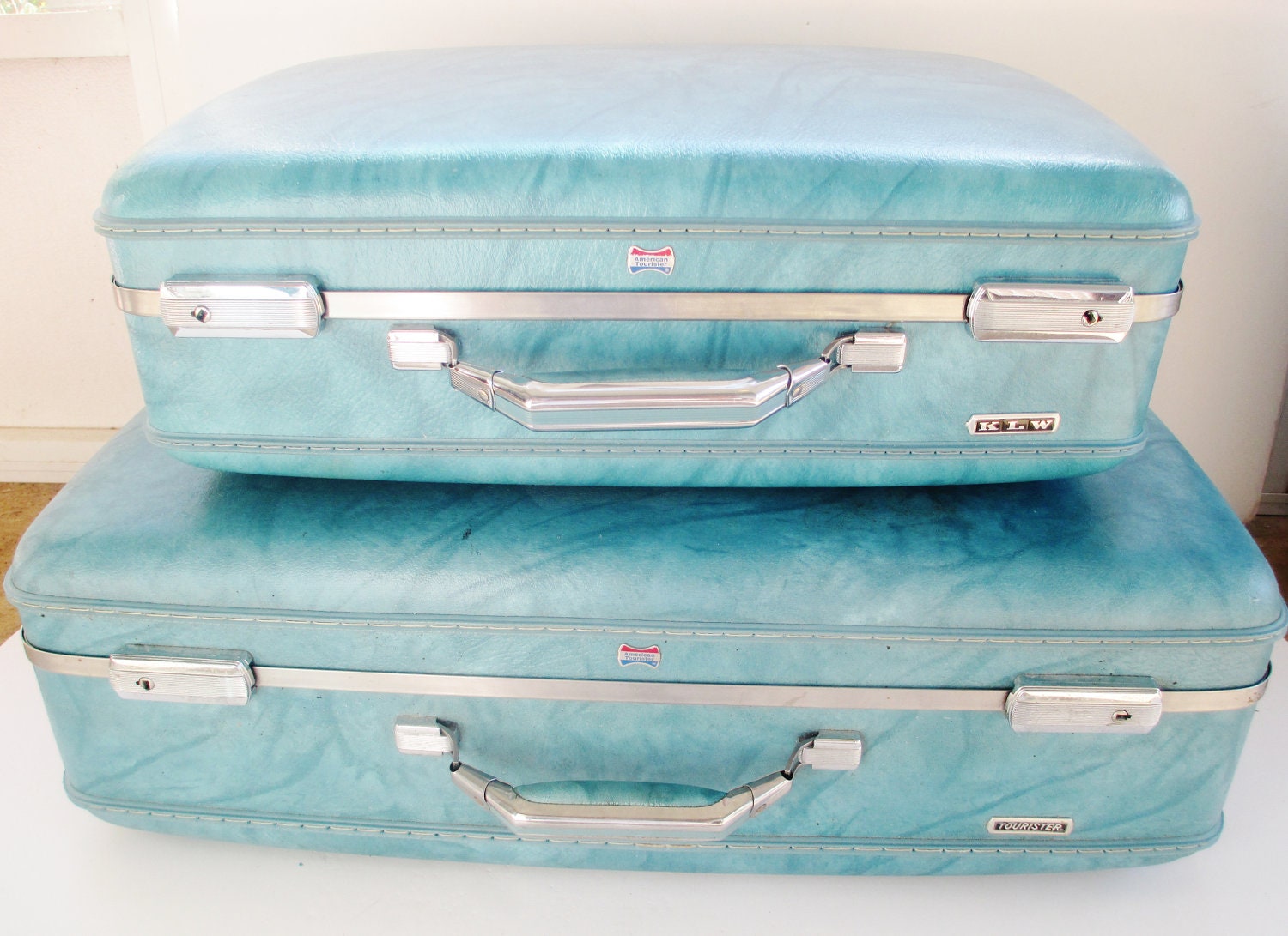Marbled Turquoise American Tourister Luggage Set