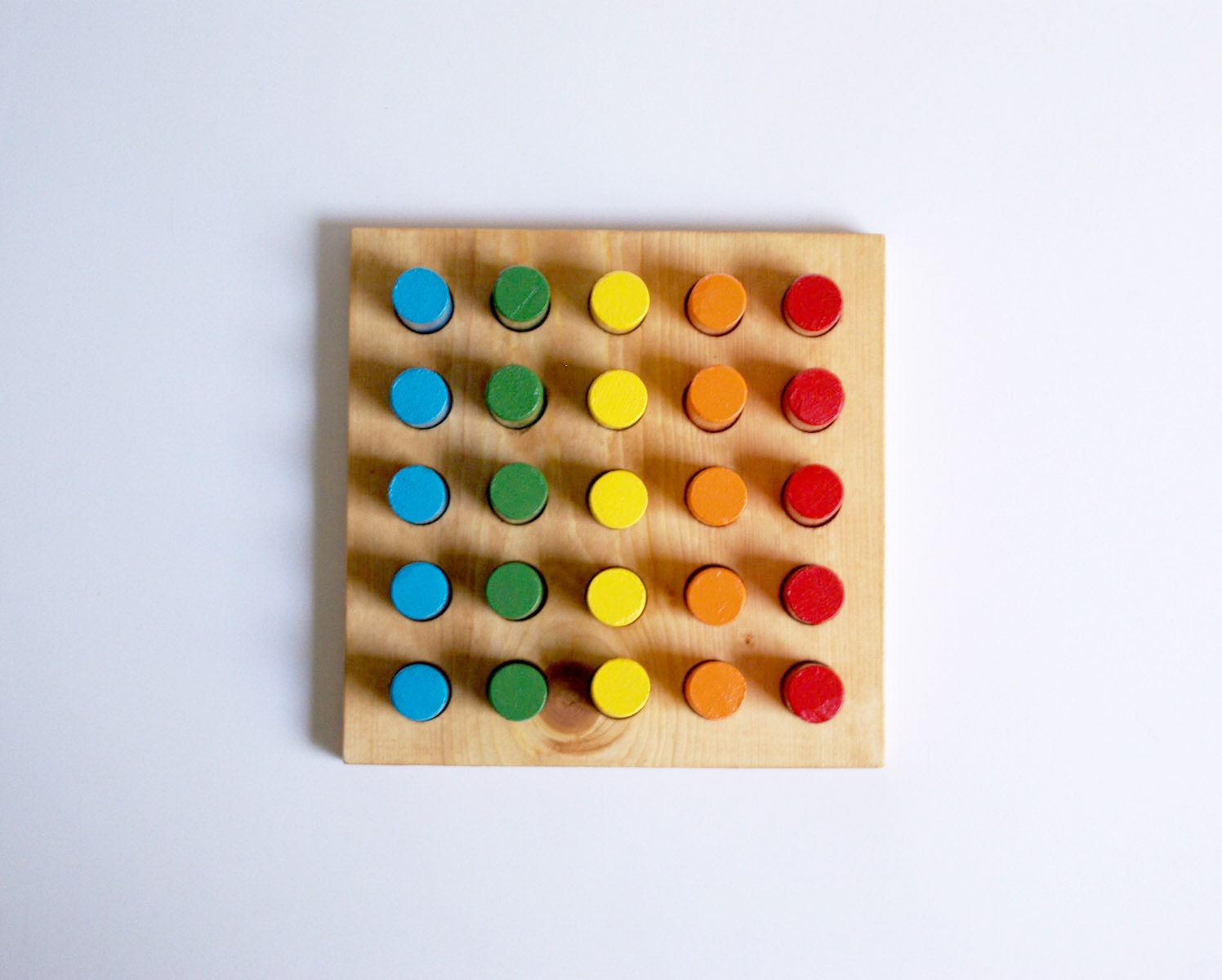 Rainbow Wooden Peg Board Puzzle Toy by CrocodileUndees on Etsy