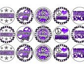 Mustangs INSPIRED Purple & Black School Spirit Sports Team Bottle Cap Images 4x6 Printable Bottlecap Collage