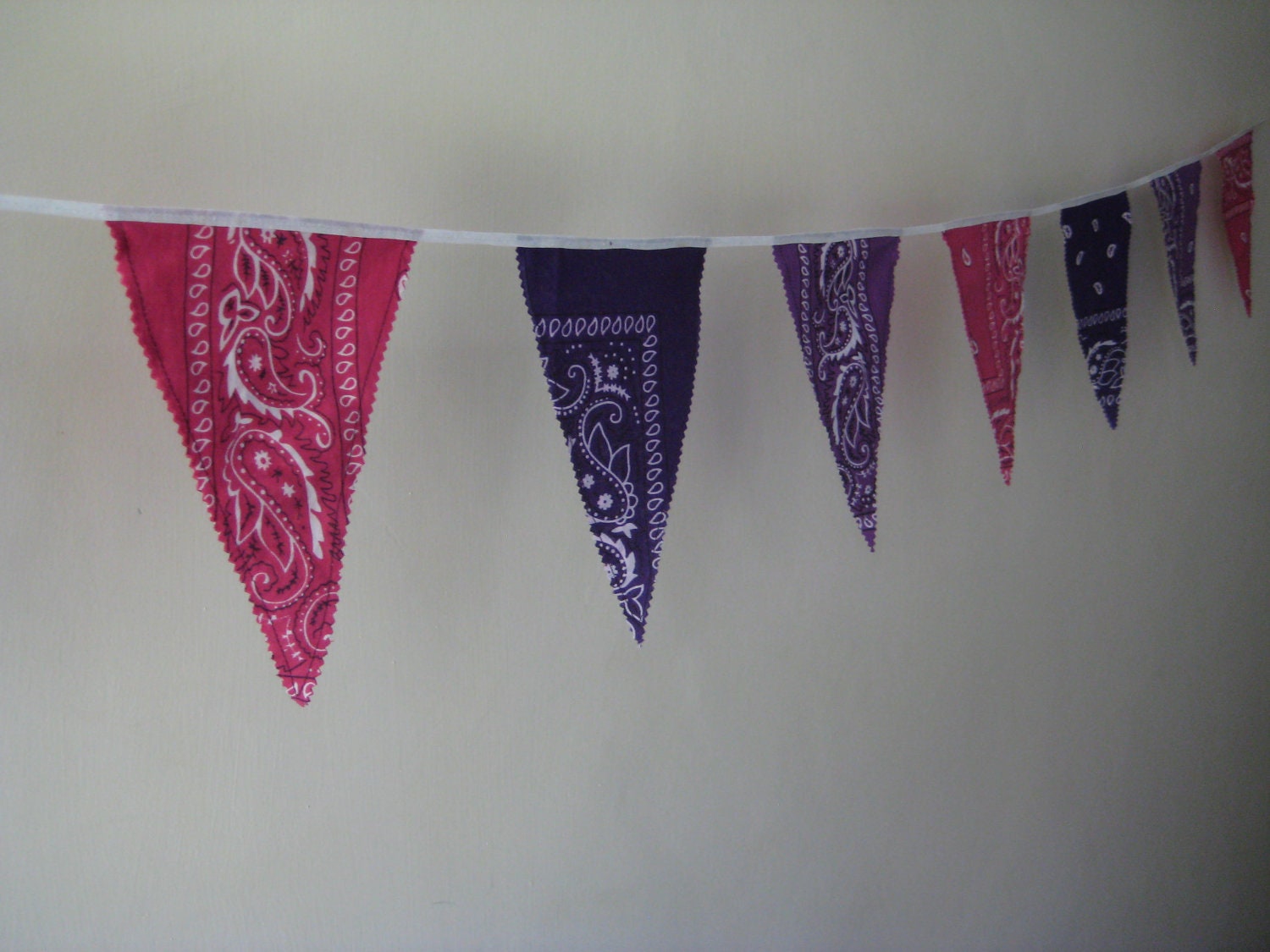 Party Flags, Bunting Flags, Pennant Banner, Bandanna Flags "Pink and Purples"