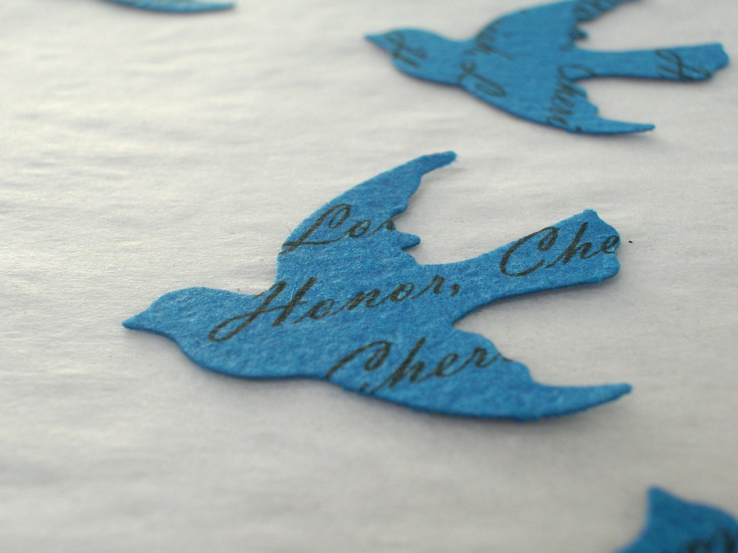Personalized Paper Confetti // Vintage Wedding Custom Bird Confetti  Blue
