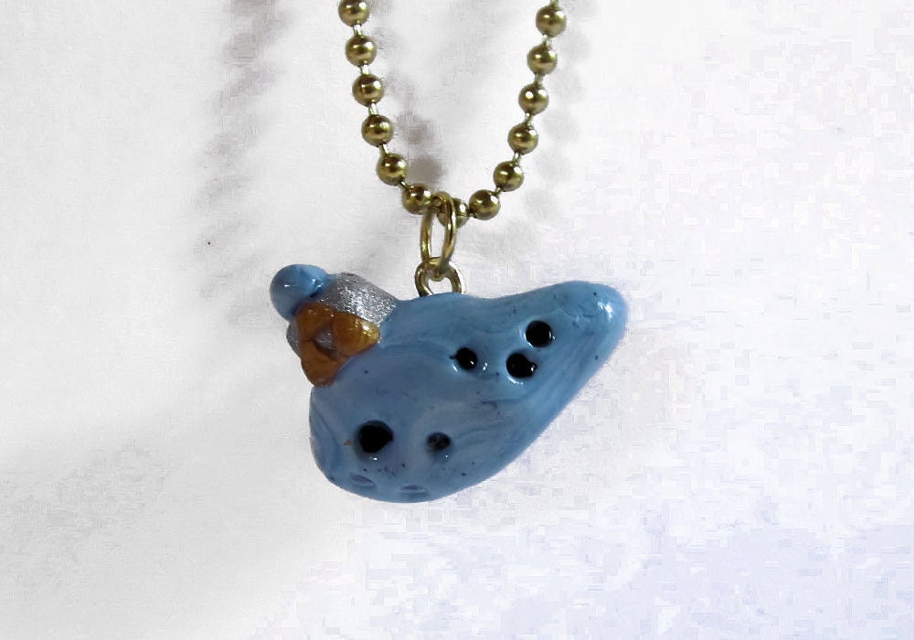 Zelda Pendant, Ocarina, Polymer Clay