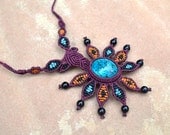 Turquoise Lotus Macrame Necklace/ Macrame Jewelry/ Yogi Necklace/ Yoga Jewelry/ Lotus Necklace