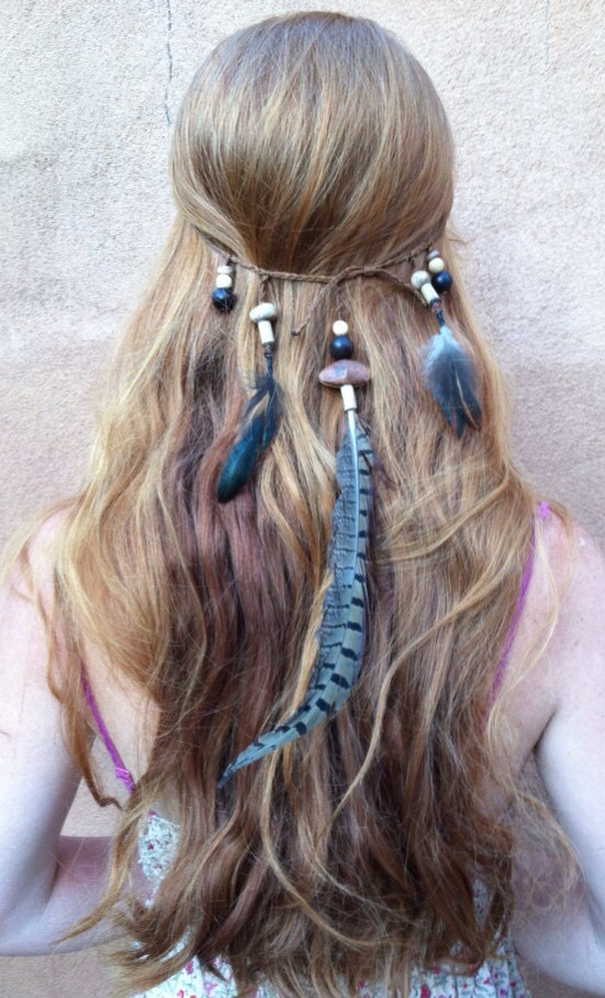 Huntress Feather Headband/ Feather Headdress/ Boho Headband/ Boho Headdress/ Hair Feather/ Festival Accessories