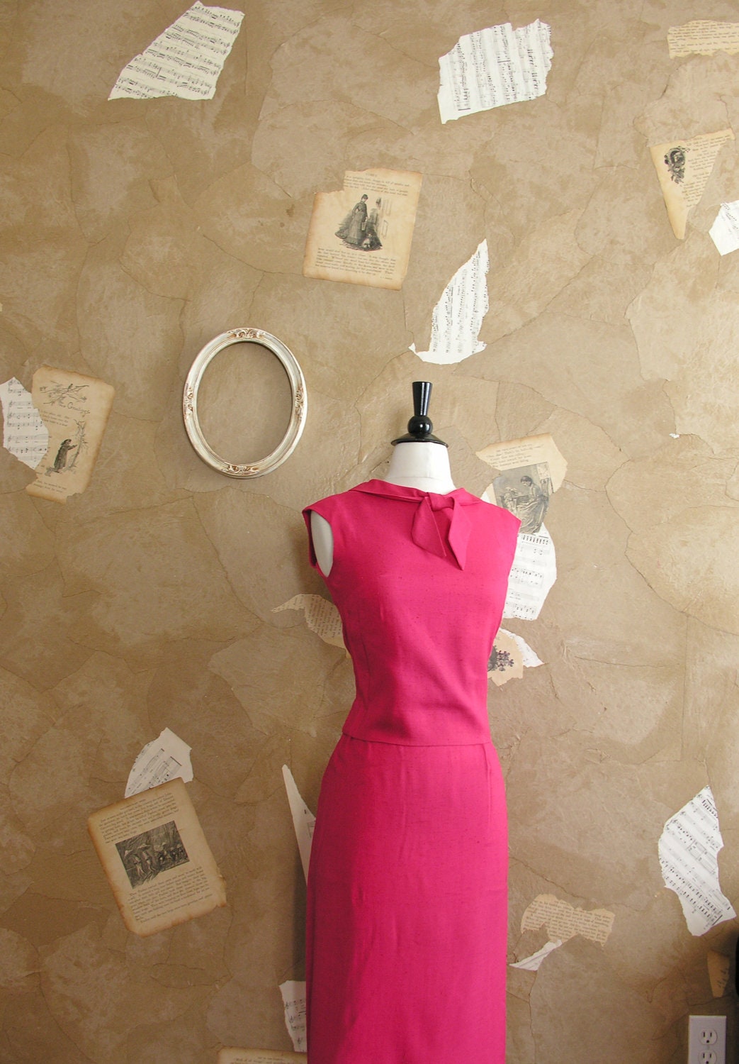 Vintage 1950s Feisty Fuchsia Dress Set