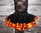 Halloween Chiffon Pixie Pettiskirt double lined with Satin Ribbon adapted from Petti Skirt for Baby or Child Black and Orange