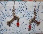 Body Parts dangle earrings, Bone earrings, silver dangle earrings, silver and red earrings