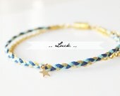 Tiny Star Luck Bracelet - Summer colors and gold filled chain