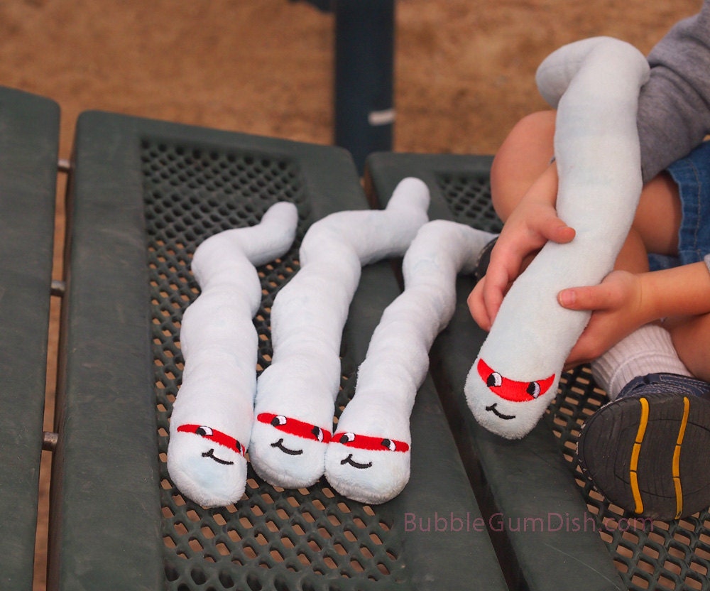 Stuffed Superhero Worm Wormy Wormie Plush Softie Toy Red Mask