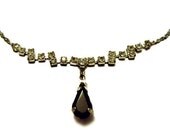 Vintage Rhinestone Necklace Silver Tone Costume Jewelry