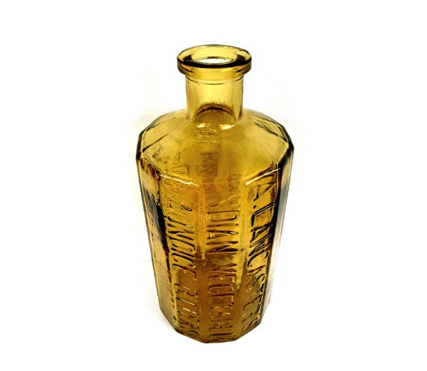 Jaundice Bitters Glass Amber Bottle 70s Antique by InTimePast
