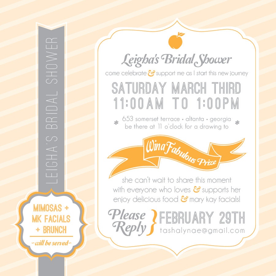 Bridal Shower - Party Invitation - Ribbon and Stripes - Print or Email