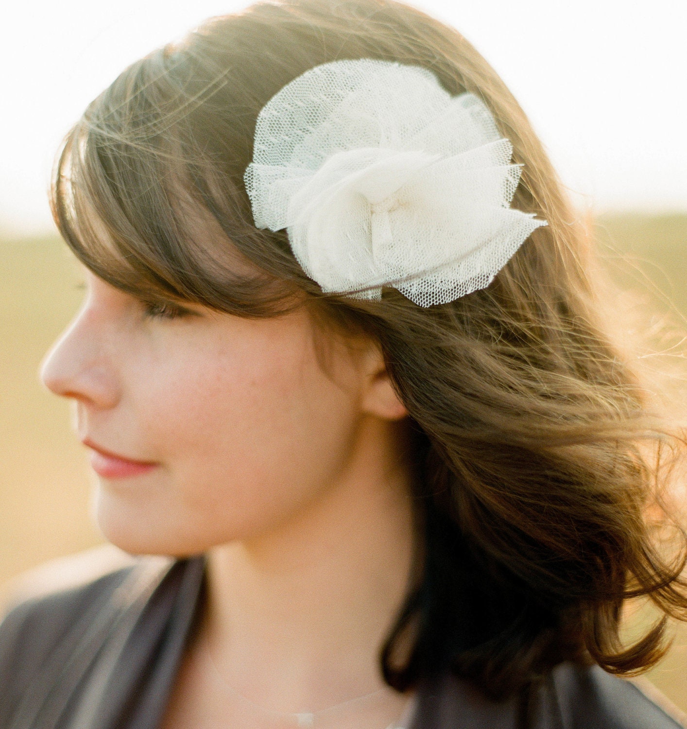 Nude Blush Large Flower Fascinator