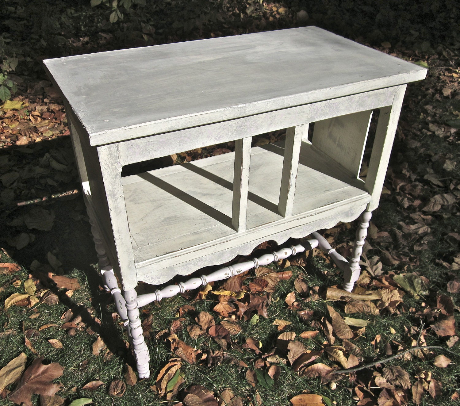Vintage Shabby Weathered Accent Table chalk painted grey