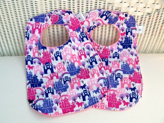 Baby Girl Princess Bib Set / Toddler Bib Set / Purple Baby Girl Bibs /  Pink Baby Girl Bibs / Pink Toddler Bibs