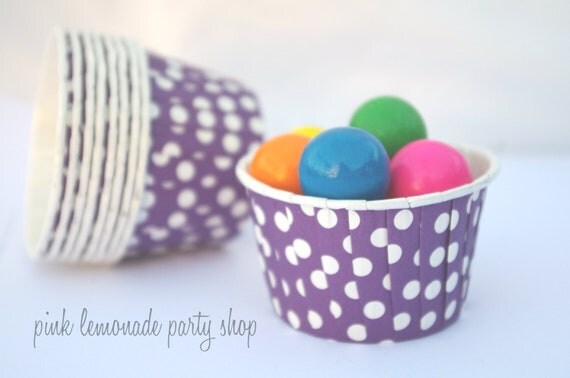 DeeP PuRPle PoLkA DoT NuT/CANDy/PoRTiON CuPS-Gumballs, Snacks, Nuts, Cupcakes-Birthday Parties-Showers-25ct Il_570xn