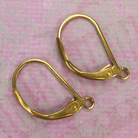 20 Raw BRASS Leverback EARWIRE Hoops 17x10mm, Earring Components - 20 Pieces, Jewelry Making Findings - Beadconet EH1026