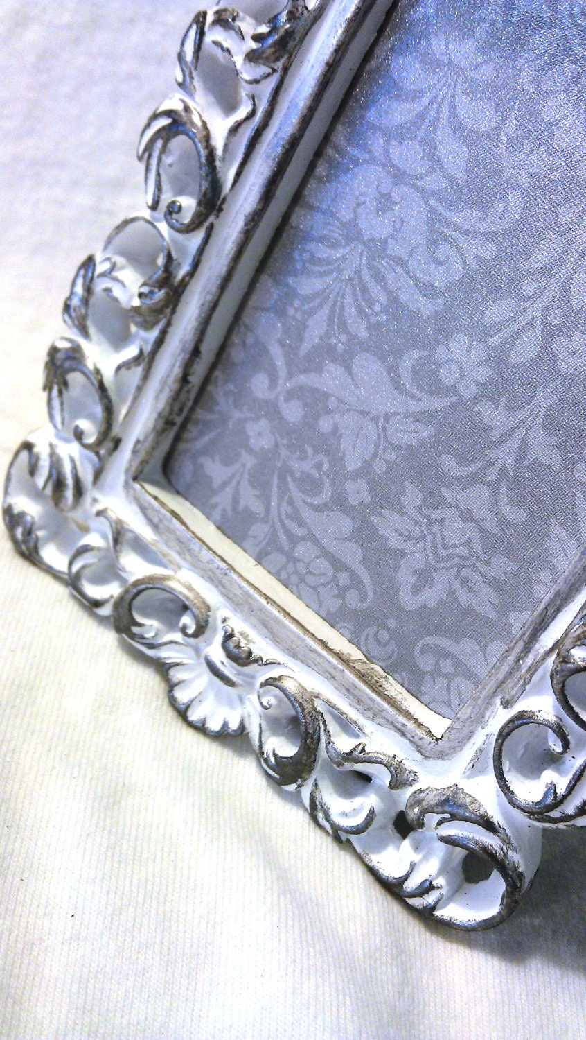 Rectangle Ornate Frame, White W/ Pewter Detail, You Choose Frame, Table Top Frame, Ornament, Neo Magnet, Chalkboard, Quote