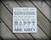 You Are My Sunshine Painted Sign 12" by 12" in YELLOW