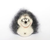Needle Felted Toy. Little Hedgehog. Gray. Green. White. Gift under 50.Home decor