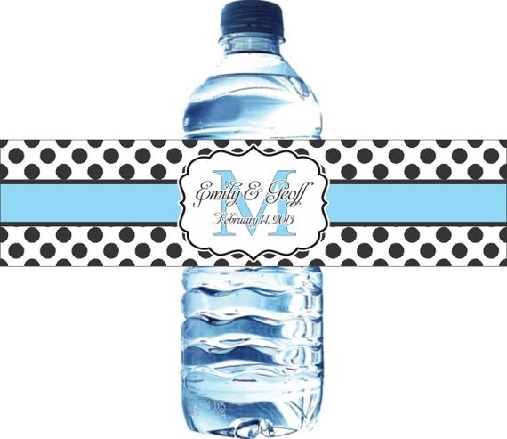 50 Waterproof Water Bottle Labels - Printed labels with your wedding colors Il_570xn