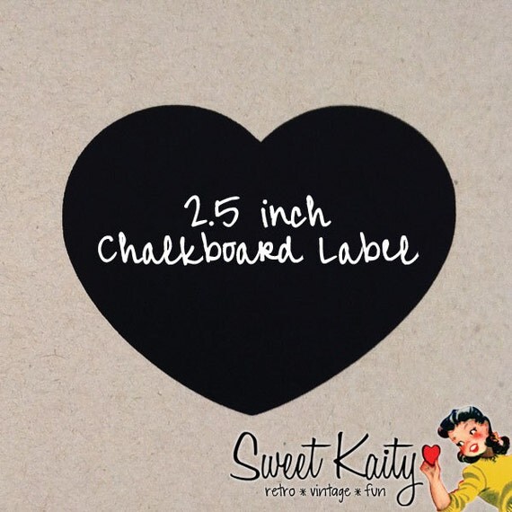 12 Heart Chalkboard Labels with Chalk - 2.5 inch Heart - DIY Mason Jars, Wedding Favors, Party Favors, Organization, Pantry, Storage Il_570xn