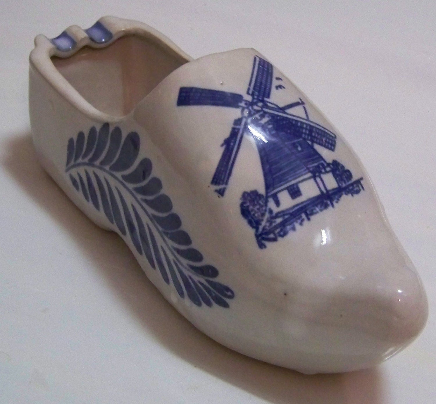 Vintage 1970's Blue and White Delft Ceramic Dutch Shoe Planter / Wall Pocket