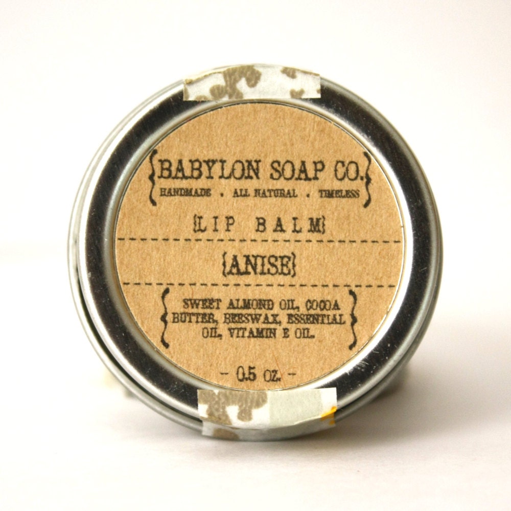 CLOSEOUT . Anise Lip Balm . Made with Cocoa Butter & Beeswax . All Natural . Lip Balm Tin