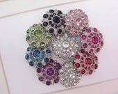 Large Rhinestone Buttons - Set of 5 Limited Edition 28mm - YOU PICK COLORS -  Acrylic Plastic Rhinestone Buttons