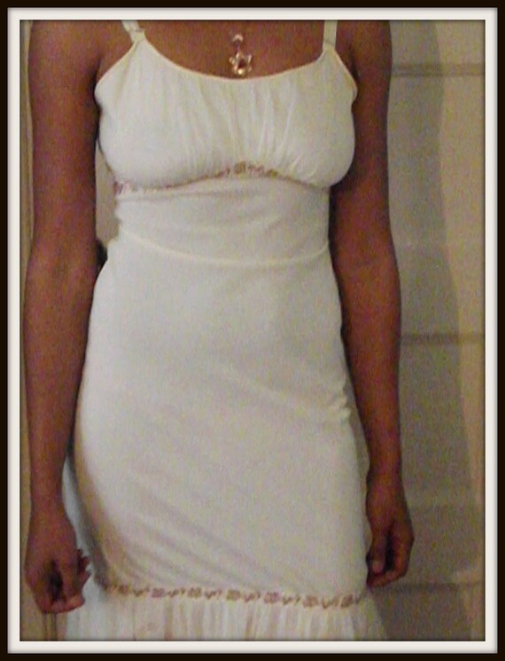 Vintage 1960's Bridal Lingerie White and Gold Nightie - Size Small 6-8 ...