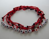 Tori Amos Inspired "Cornflake Girl" Crocheted Wrap Bracelet / Necklace - Red and Black - Ready to Ship