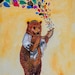 Grizzly bear, Passover art, Hanukkah, Rosh Hashanah, whimsical Jewish art, 8x10