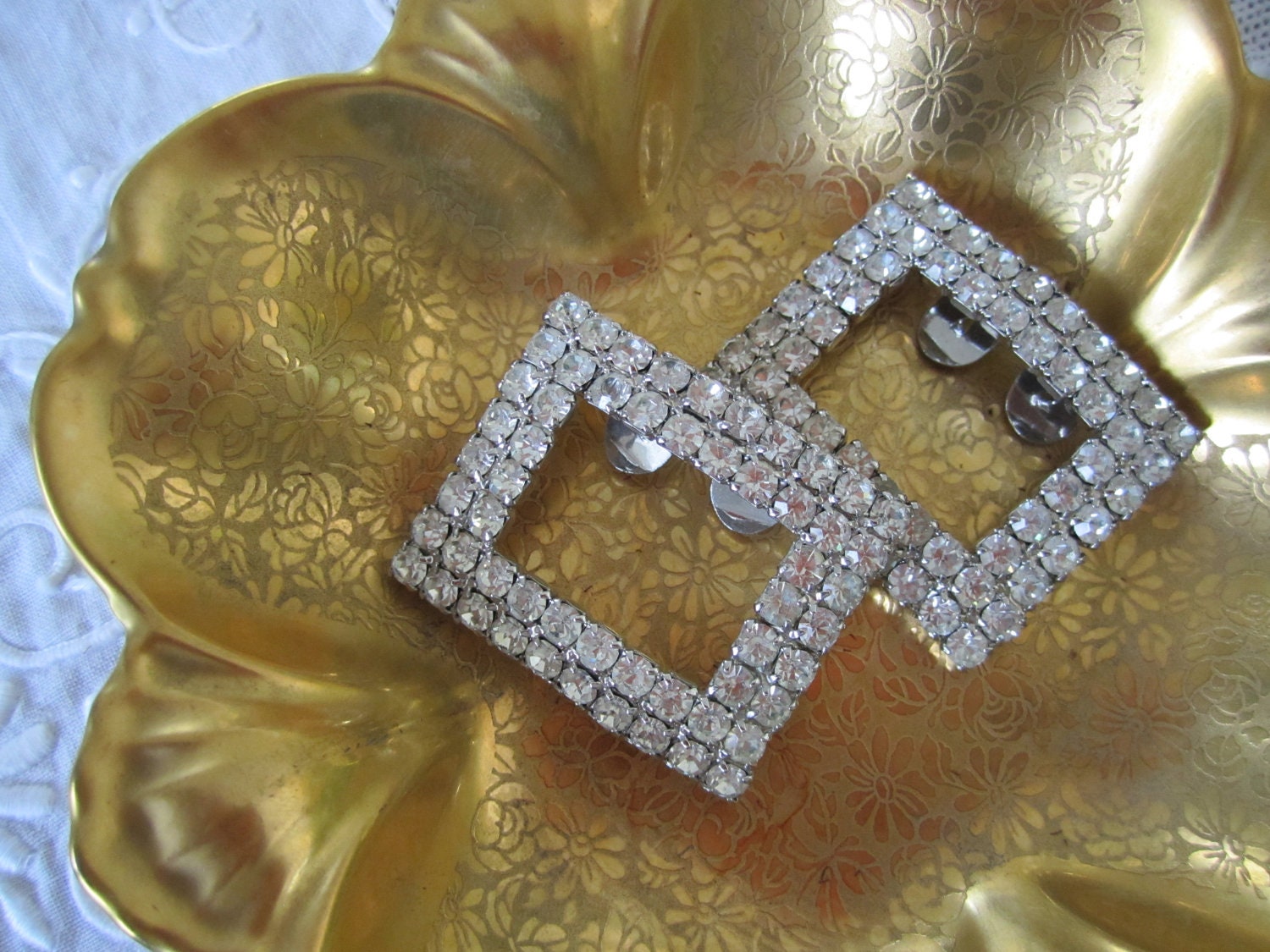 Shoe Clips in Clear Rhinestones vintage glam,wedding sparkle