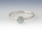 Aquamarine Ring - Stackable Sterling Silver Aquamarine Ring