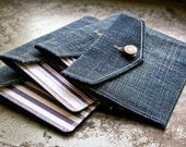 Original Denim Envelopes & Cards - Set of 4 Blank Cards - Handmade greeting cards from salvaged fabric