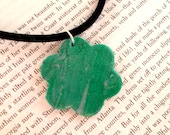 Emerald Green and Silver Polymer Clay Pendant, Green Pendant Necklace, Ready To Ship