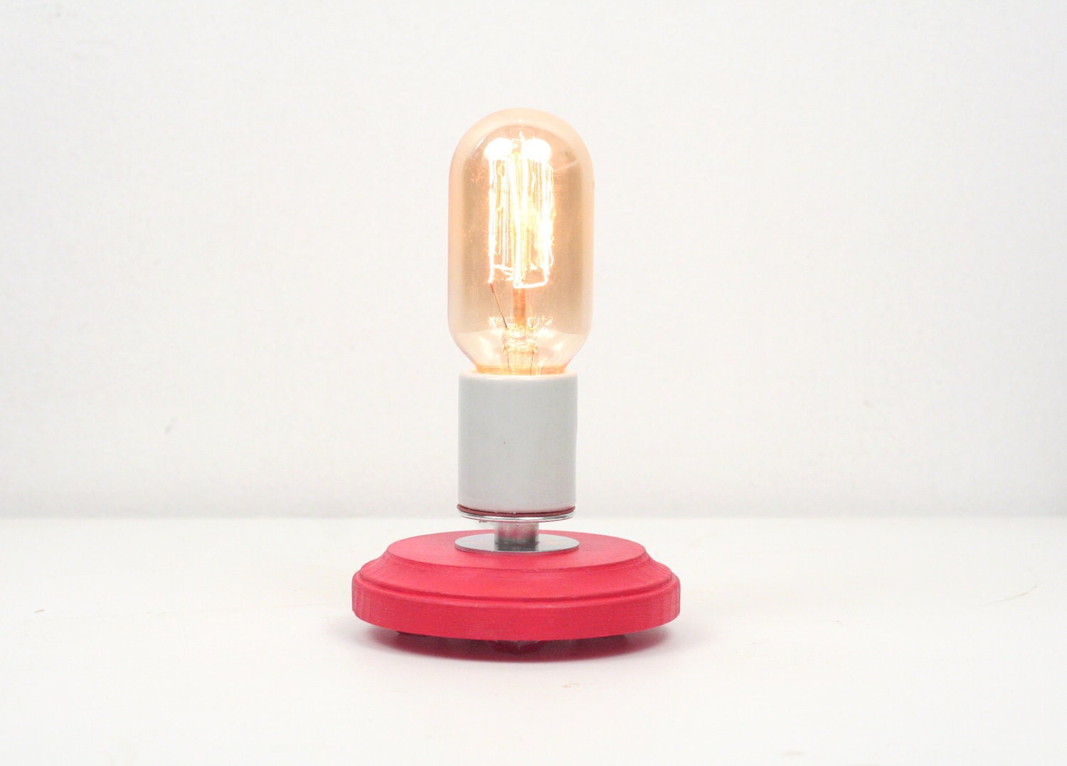 Modern Desk Lamp- Bright Colored Wood Lamp, Exposed Edison Bulb Lighting, Modern Night Light, Desk Lamp